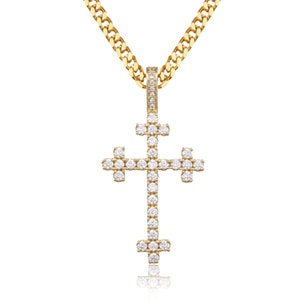Cross With Bling Crystal Pendant Necklace - Religious Iced Out Necklace For Men