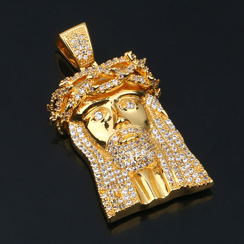 Brass JESUS Pendant Necklace Bling Hip Hop Jewelry