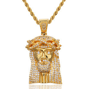 Brass JESUS Pendant Necklace Bling Hip Hop Jewelry