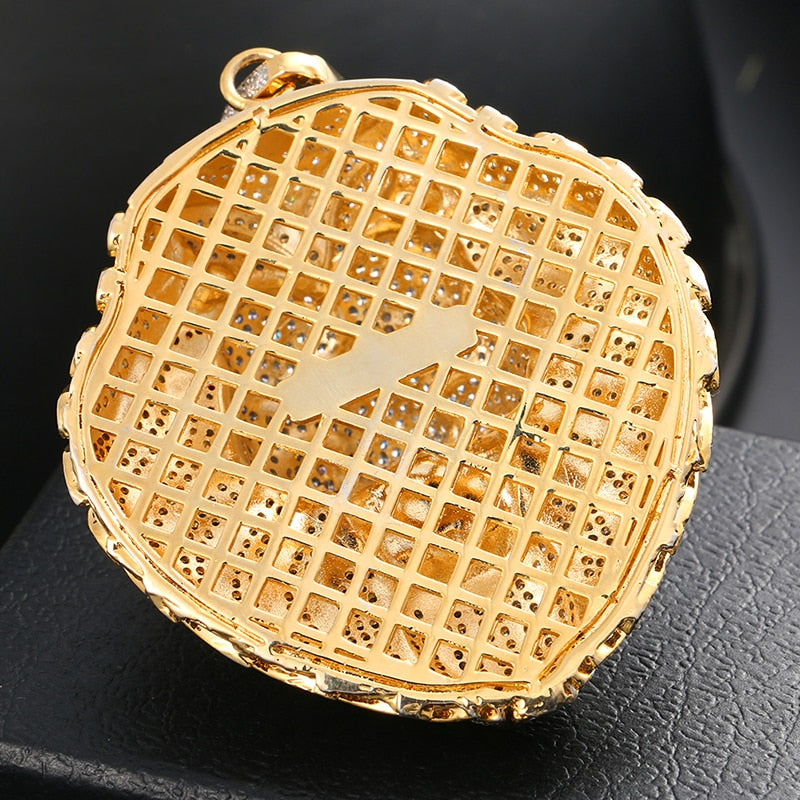 18K Gold Plated Necklace- Lion Head Pendant- Iced Out Lion Head Necklace