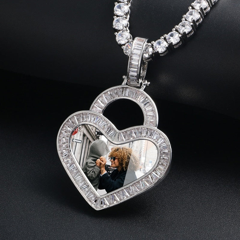 Crystal Heart Photo Necklace- Custom Photo Necklace-Heart Necklace With Picture Inside
