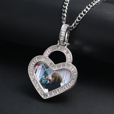 Crystal Heart Photo Necklace- Custom Photo Necklace-Heart Necklace With Picture Inside