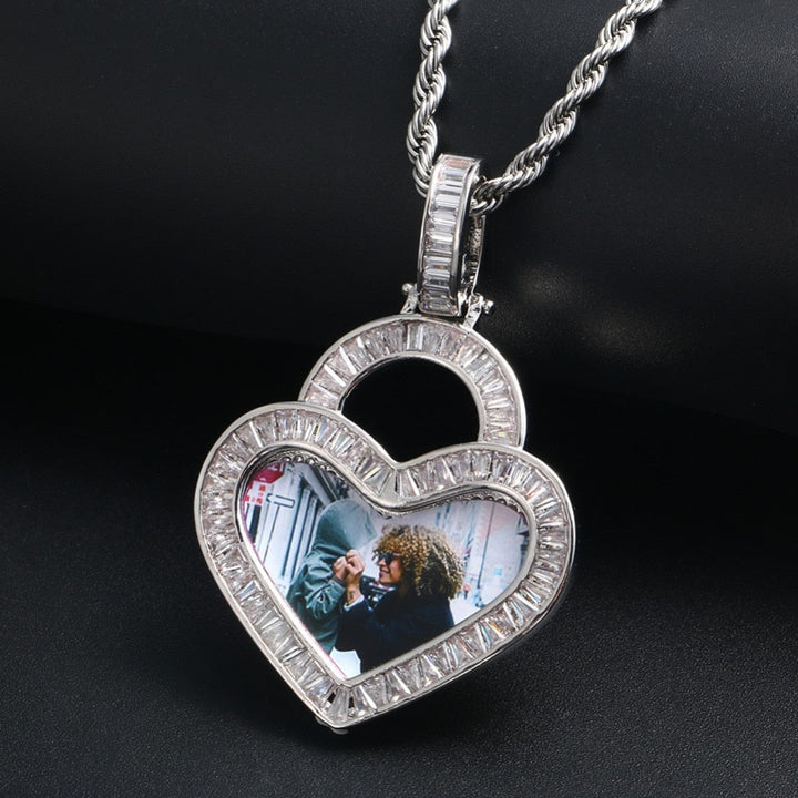 Crystal Heart Photo Necklace- Custom Photo Necklace-Heart Necklace With Picture Inside