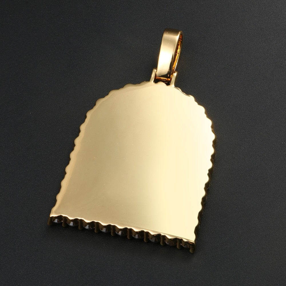 Custom 18k Gold Photo Crystal Pendant Necklace