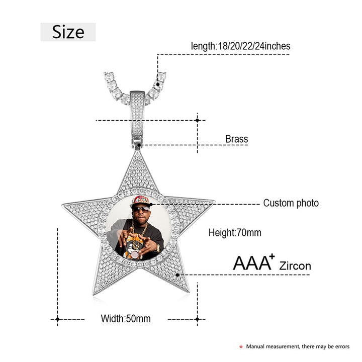 Star Necklace Medallion Pendant Custom Photo Medallion Necklace