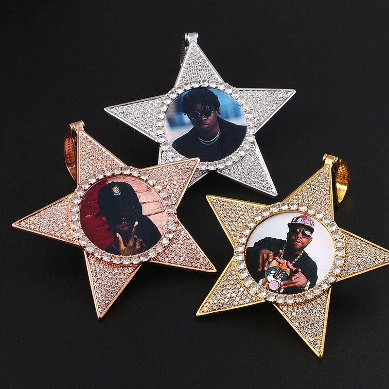 Star Necklace Medallion Pendant Custom Photo Medallion Necklace