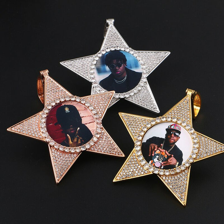 Star Necklace Medallion Pendant Custom Photo Medallion Necklace