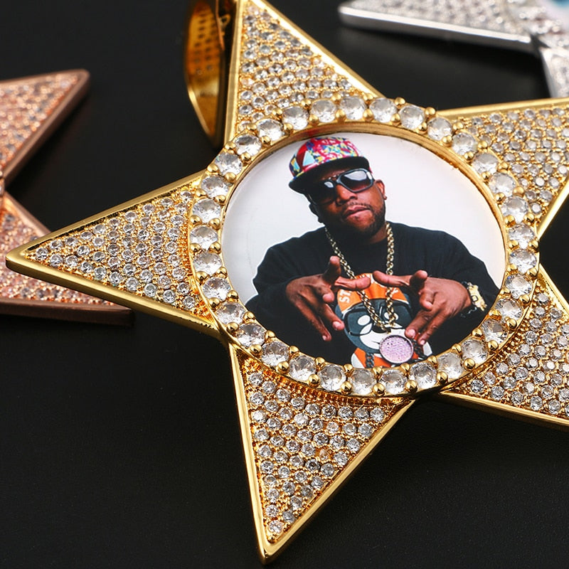 Star Necklace Medallion Pendant Custom Photo Medallion Necklace