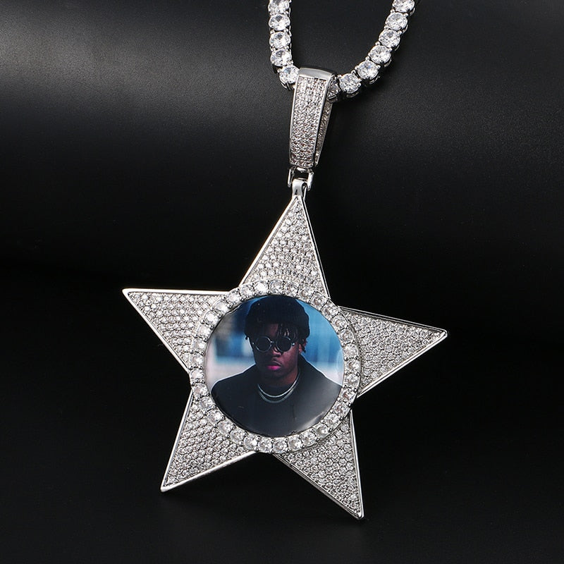 Star Necklace Medallion Pendant Custom Photo Medallion Necklace