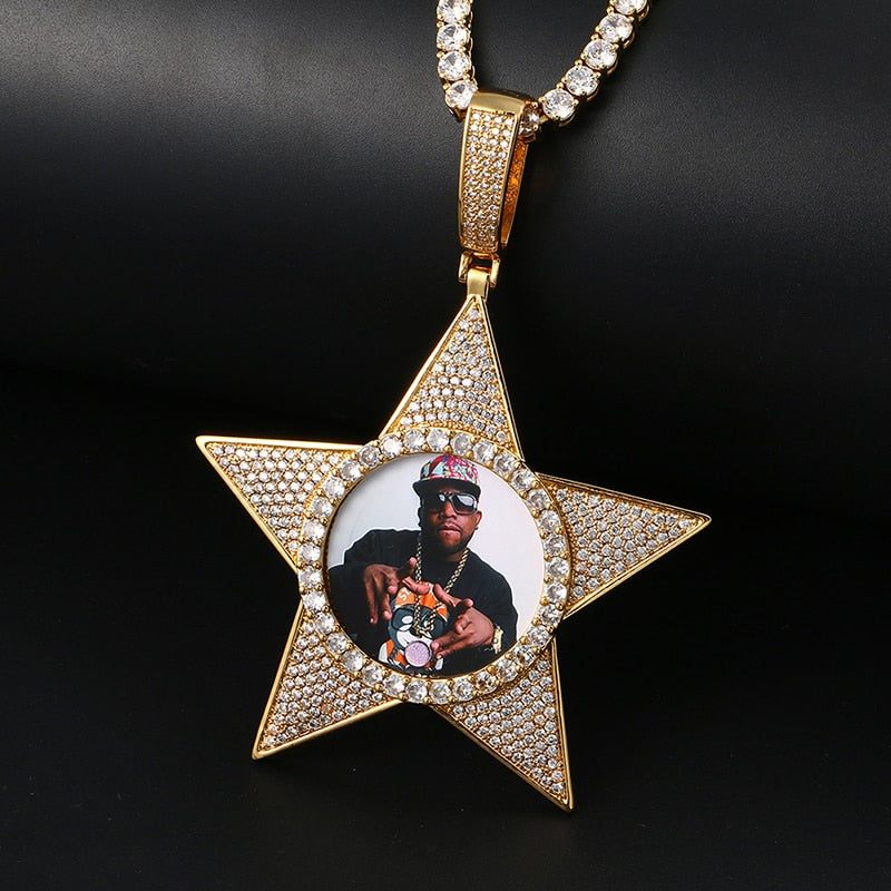 Star Necklace Medallion Pendant Custom Photo Medallion Necklace