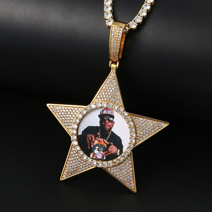 Star Necklace Medallion Pendant Custom Photo Medallion Necklace