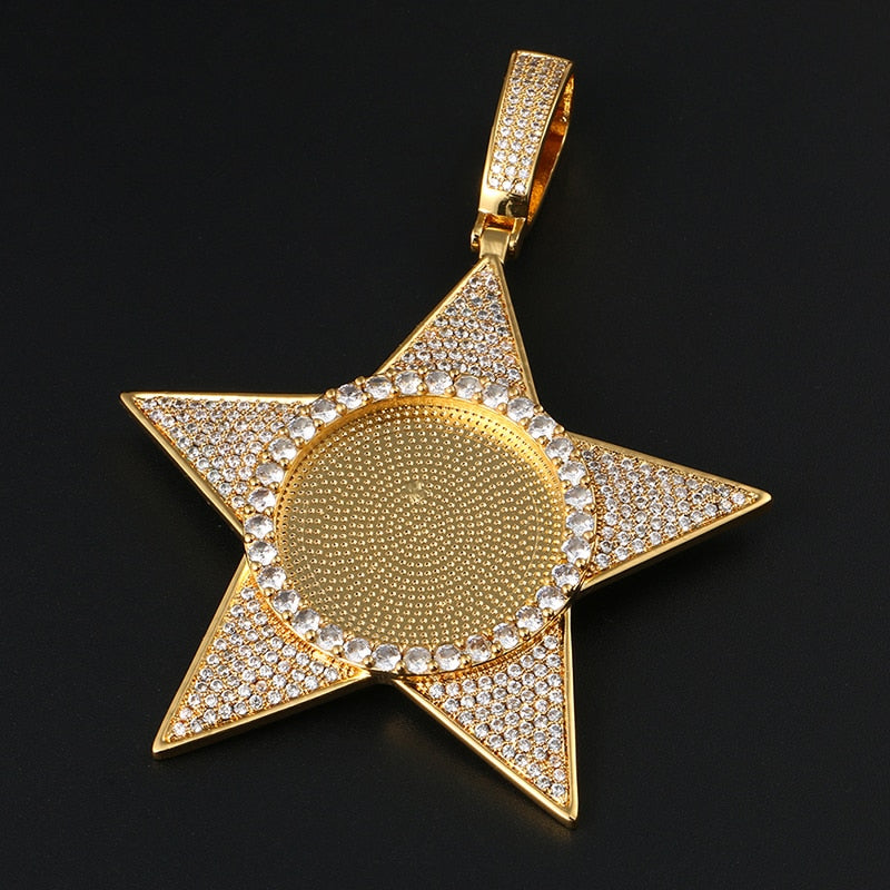Star Necklace Medallion Pendant Custom Photo Medallion Necklace