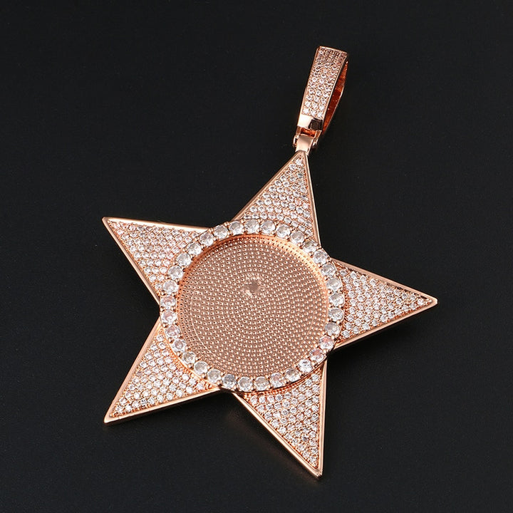 Star Necklace Medallion Pendant Custom Photo Medallion Necklace
