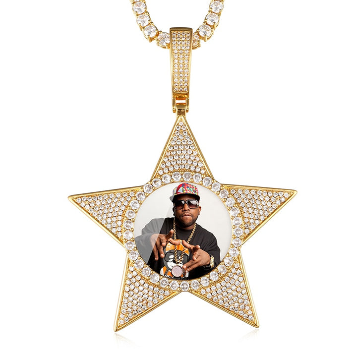 Star Necklace Medallion Pendant Custom Photo Medallion Necklace