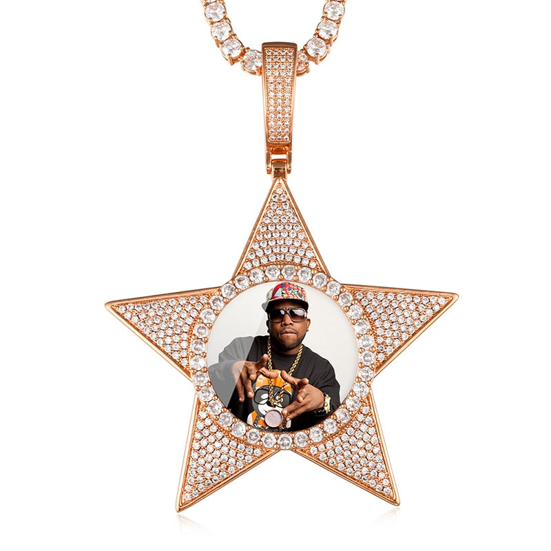 Star Necklace Medallion Pendant Custom Photo Medallion Necklace