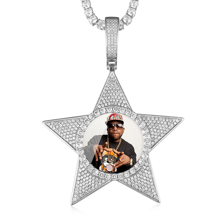 Star Necklace Medallion Pendant Custom Photo Medallion Necklace