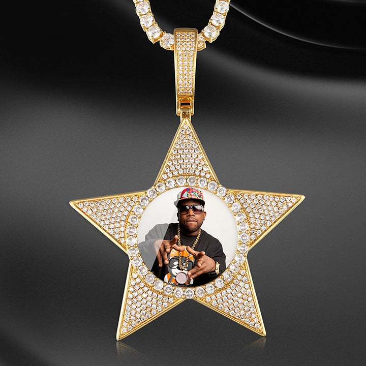 Star Necklace Medallion Pendant Custom Photo Medallion Necklace