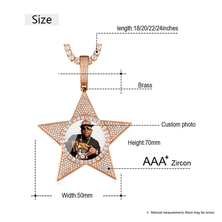 Star Necklace Medallion Pendant Custom Photo Medallion Necklace