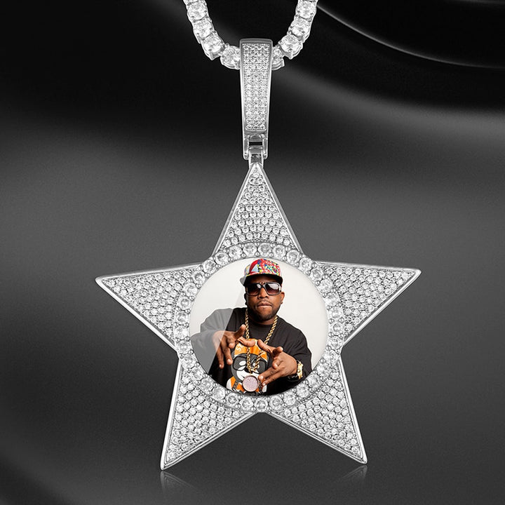 Star Necklace Medallion Pendant Custom Photo Medallion Necklace