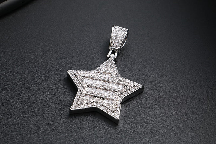Punk Vintage Crystal Star Pendant Necklace