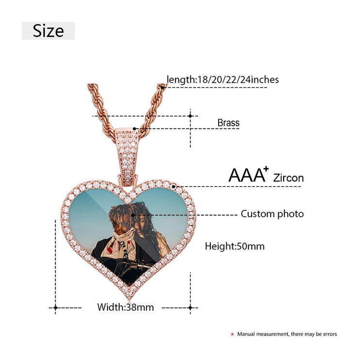 18k Gold Plated Custom Heart Photo Medallion Necklace- Unique Gifts For Men-Birthday Gift For Wife