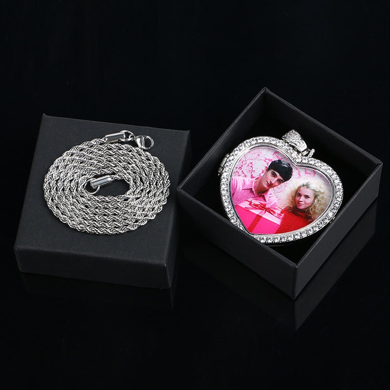 Custom Photo Medallion Heart Necklace -Custom Heart Medallion Locket