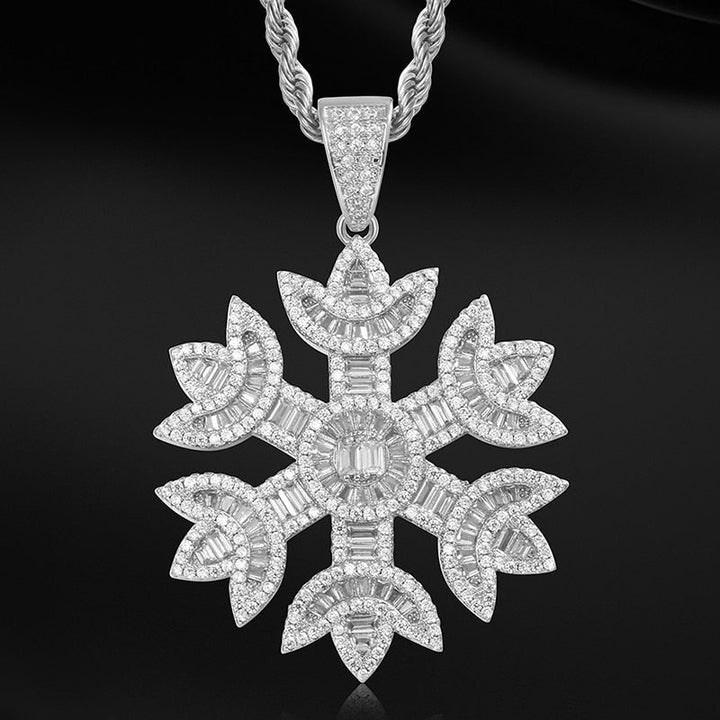 Baguette Crystal Snow Pendant Necklace- Bling Jewelry For Women