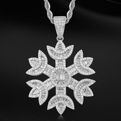 Baguette Crystal Snow Pendant Necklace- Bling Jewelry For Women