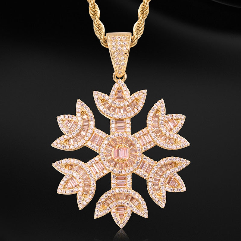 Baguette Crystal Snow Pendant Necklace- Bling Jewelry For Women