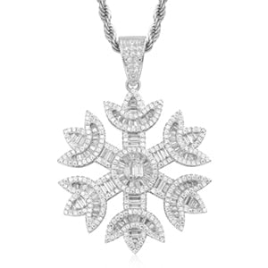 Baguette Crystal Snow Pendant Necklace- Bling Jewelry For Women