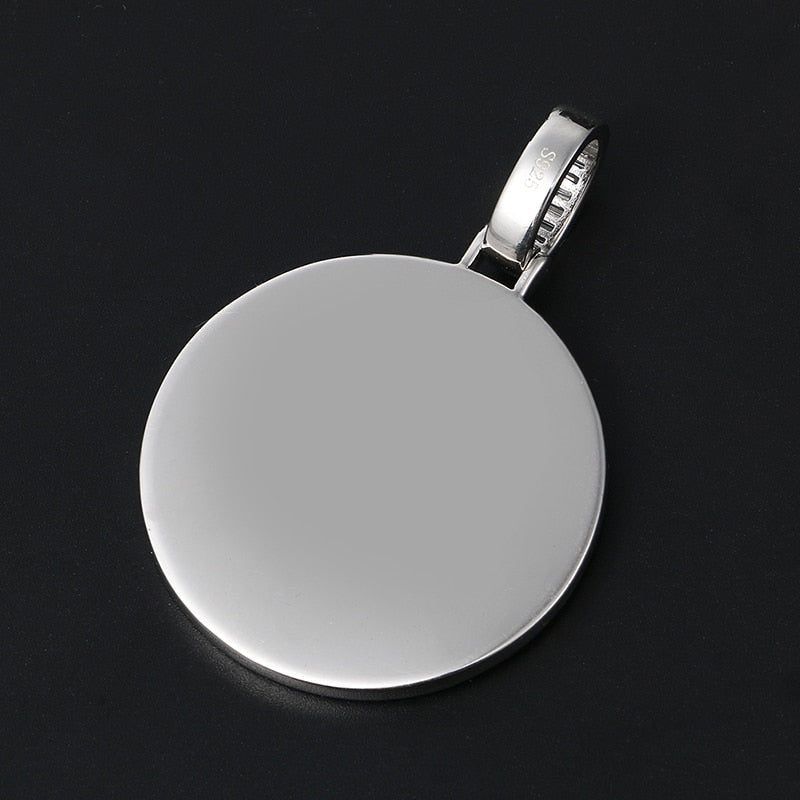 925 Sterling Silver Medallion Necklace-Men's Medallion Necklace-Picture Pendant Necklace