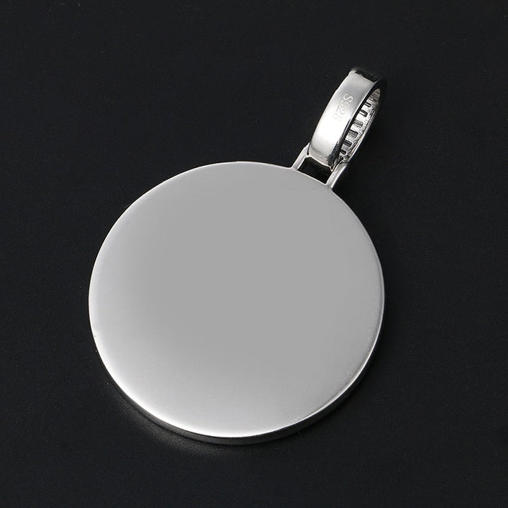 925 Sterling Silver Medallion Necklace-Men's Medallion Necklace-Picture Pendant Necklace