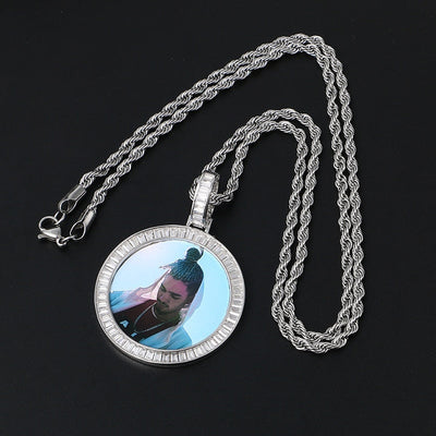 925 Sterling Silver Medallion Necklace-Men's Medallion Necklace-Picture Pendant Necklace