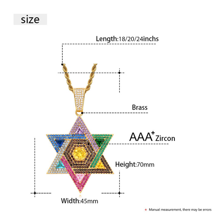 Colorful Star Pendant Necklace- Men Women Hip Hop Jewelry