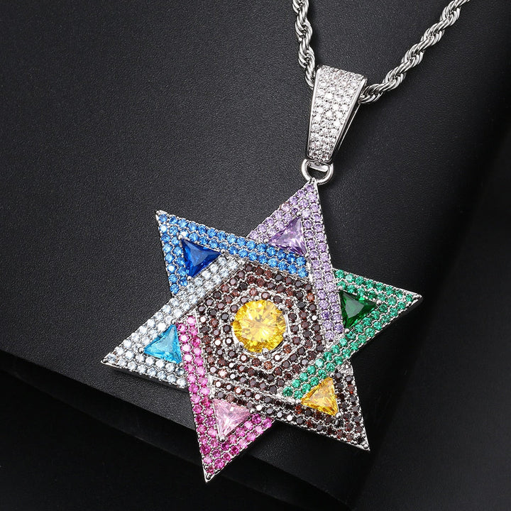 Colorful Star Pendant Necklace- Men Women Hip Hop Jewelry