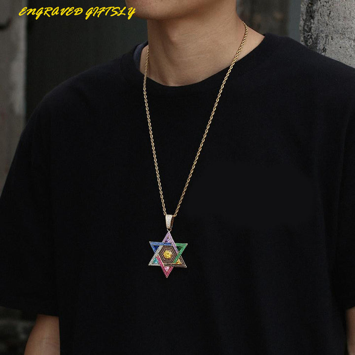Colorful Star Pendant Necklace- Men Women Hip Hop Jewelry