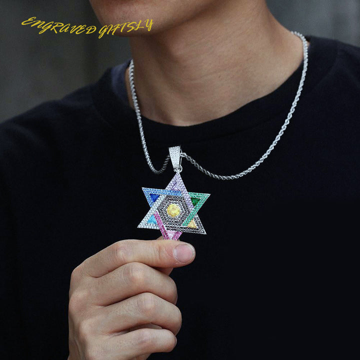 Colorful Star Pendant Necklace- Men Women Hip Hop Jewelry