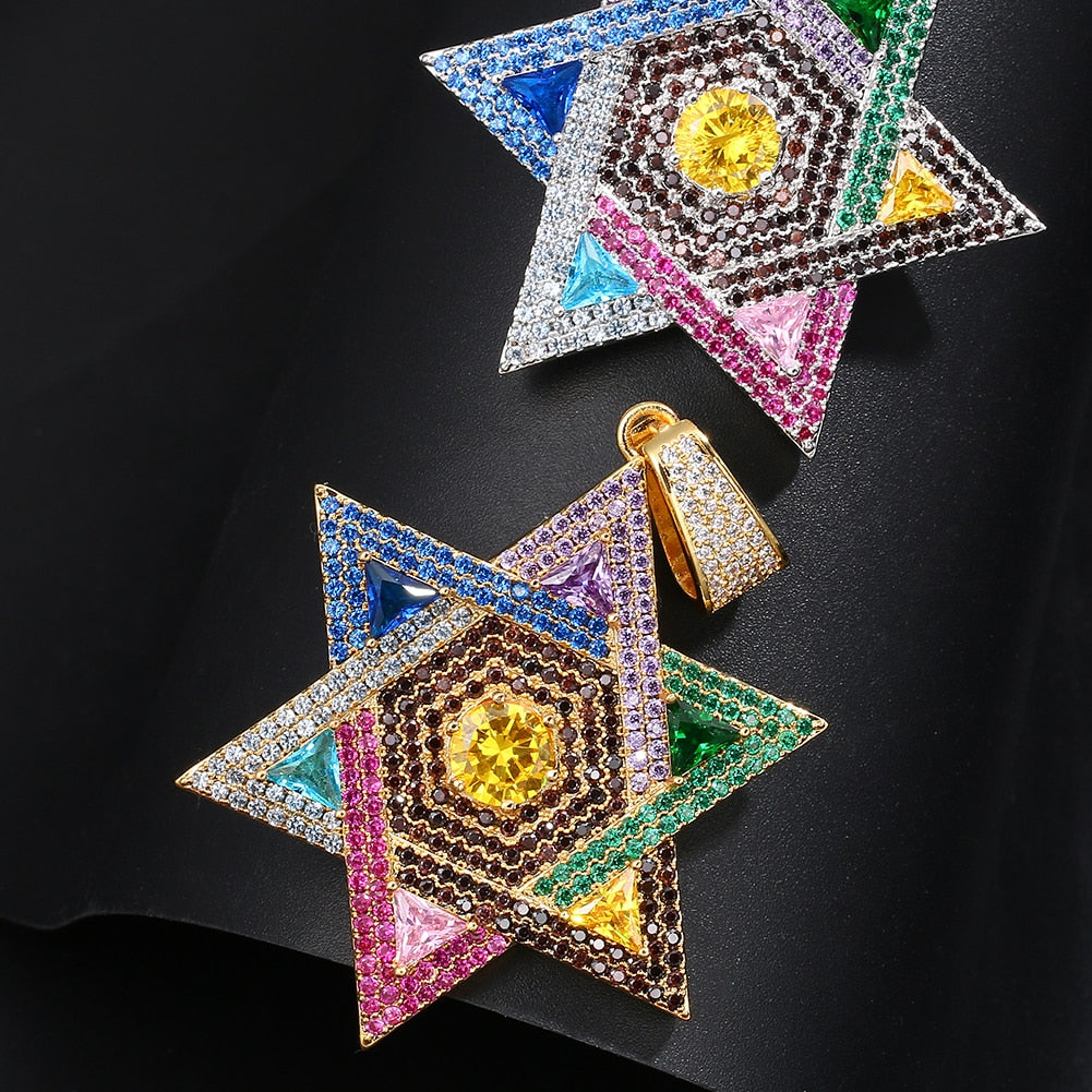 Colorful Star Pendant Necklace- Men Women Hip Hop Jewelry