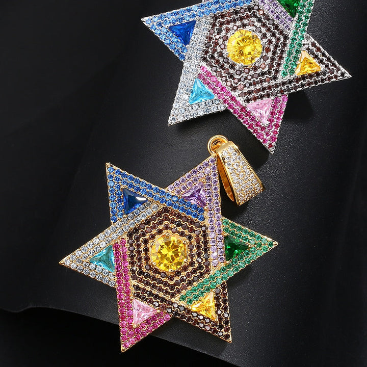 Colorful Star Pendant Necklace- Men Women Hip Hop Jewelry