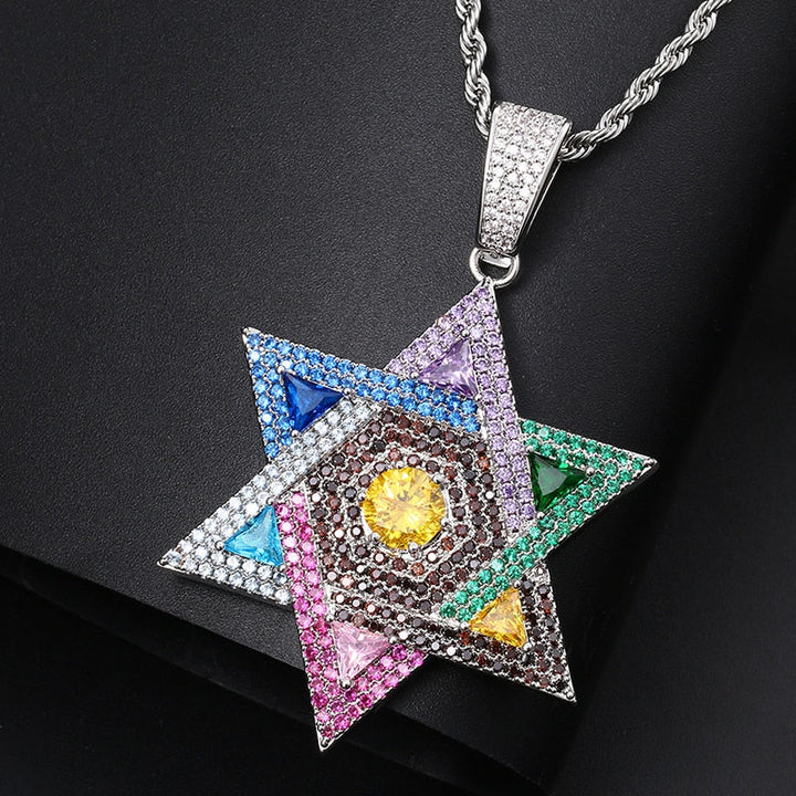 Colorful Star Pendant Necklace- Men Women Hip Hop Jewelry