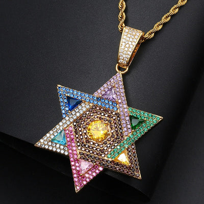Colorful Star Pendant Necklace- Men Women Hip Hop Jewelry