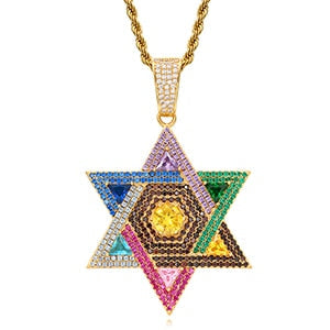 Colorful Star Pendant Necklace- Men Women Hip Hop Jewelry