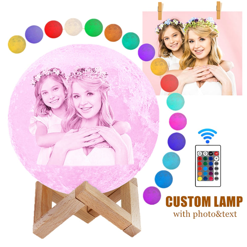 Custom 3D Photo Moon Lamp Night Light Christmas Gift For Daughter From Dad