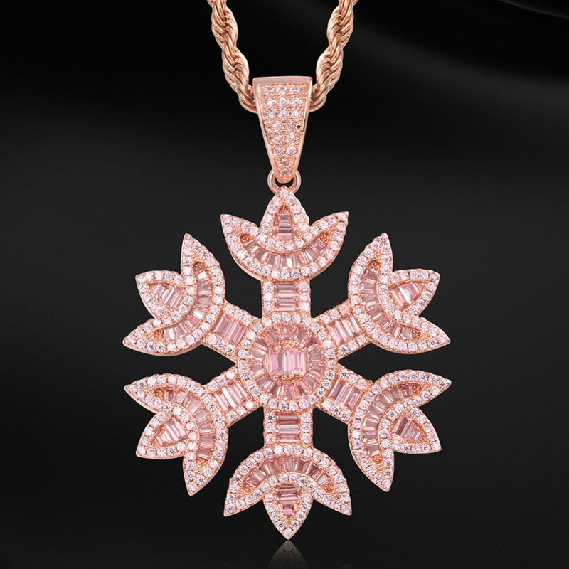 Baguette Crystal Snow Pendant Necklace- Bling Jewelry For Women