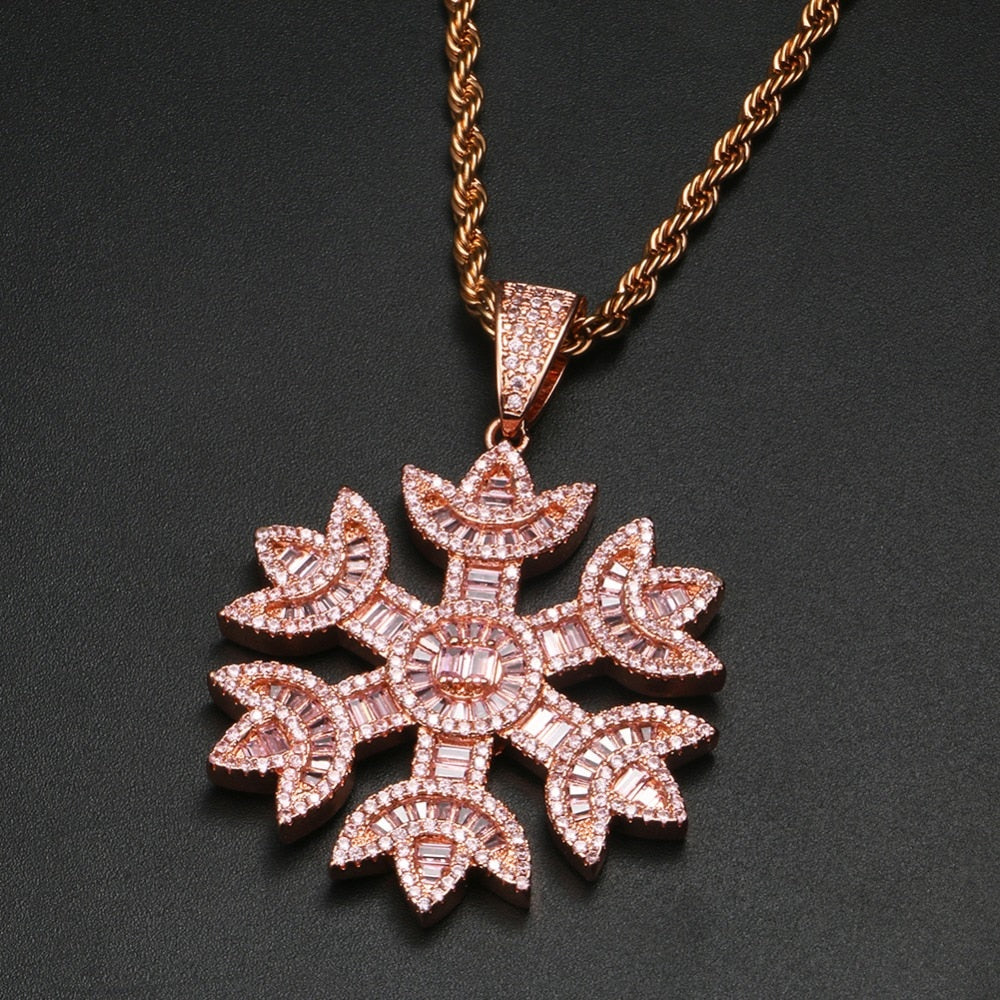 Baguette Crystal Snow Pendant Necklace- Bling Jewelry For Women