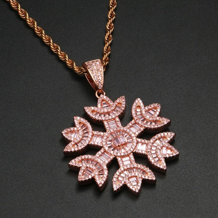 Baguette Crystal Snow Pendant Necklace- Bling Jewelry For Women