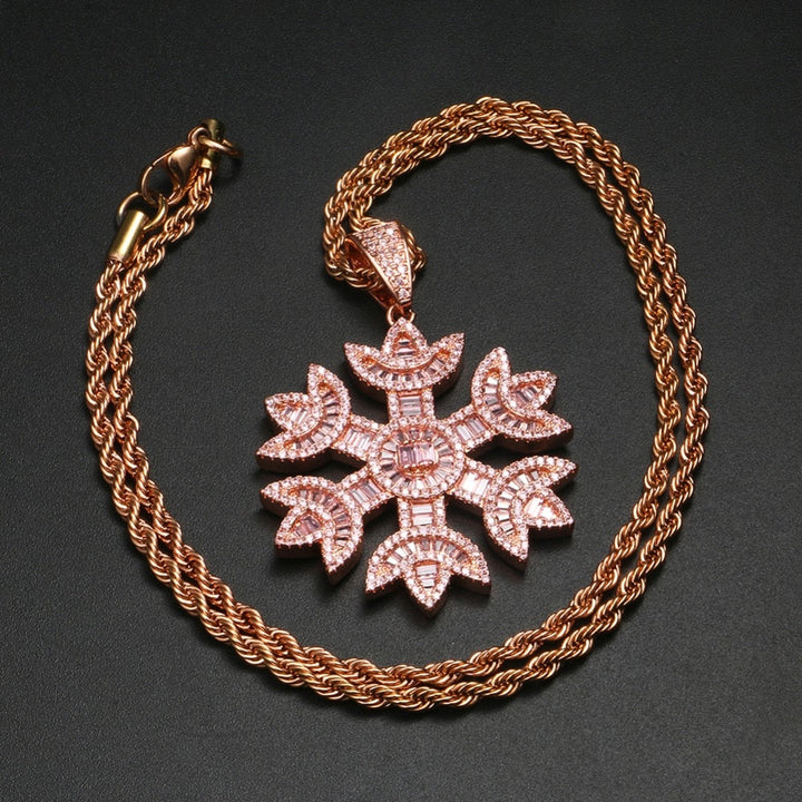Baguette Crystal Snow Pendant Necklace- Bling Jewelry For Women