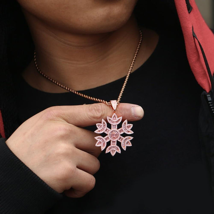 Baguette Crystal Snow Pendant Necklace- Bling Jewelry For Women