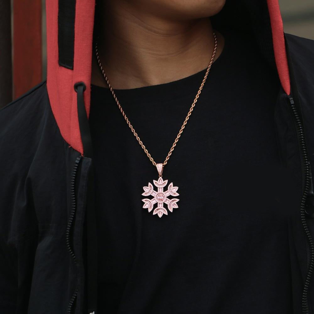 Baguette Crystal Snow Pendant Necklace- Bling Jewelry For Women