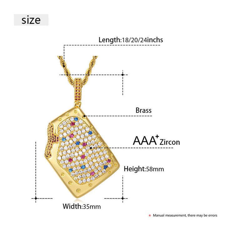 Brass Pendant Iced Out Pop Tart Necklace Bling Hip Hop Jewelry
